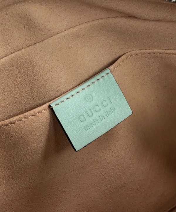 2022 New Gucci GG Marmont Silver Chian Strap Zipper Closure Double G Signature Women Colorful Diagonal Quilted Leather Crossbody Bag Small