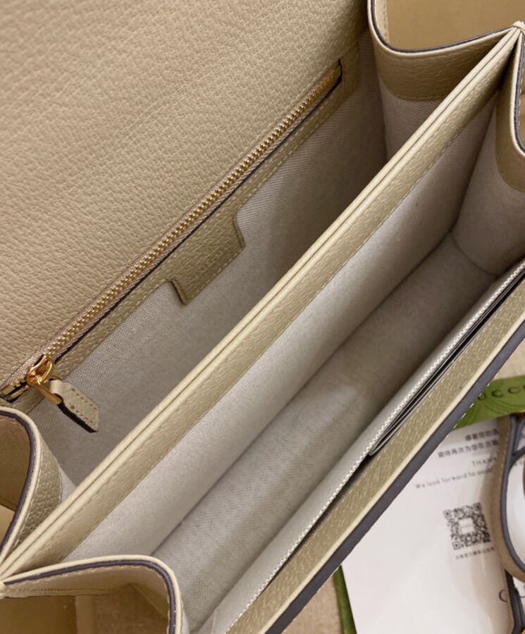 Gucci Ophidia Small GG Top Handle Bag Cream