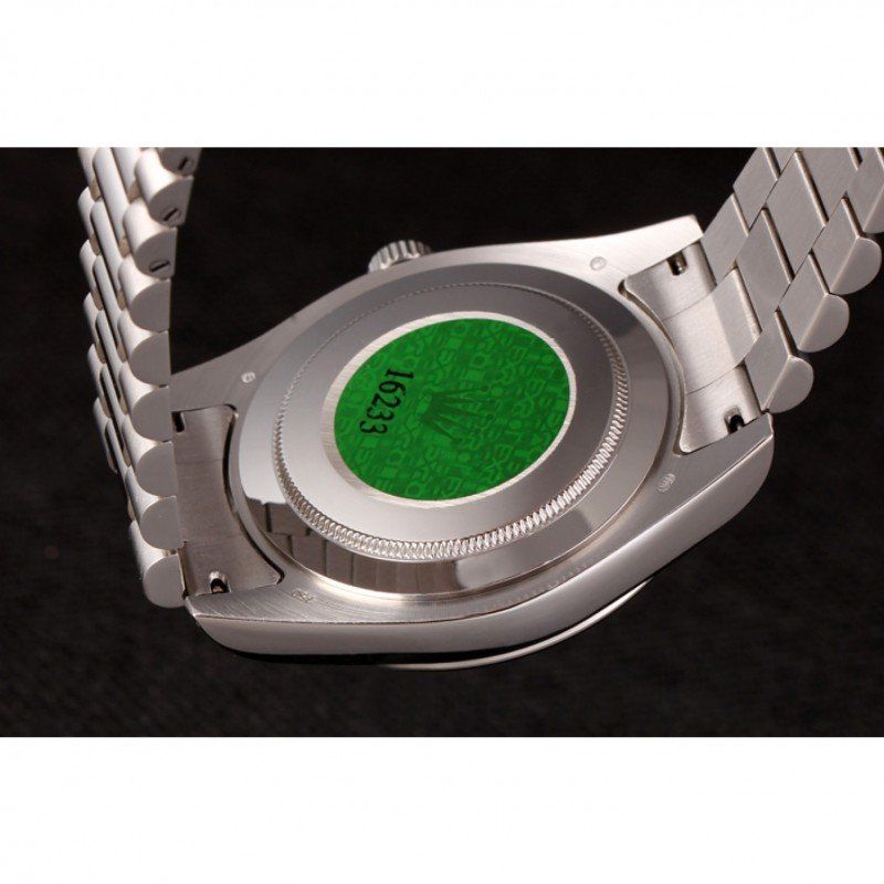 Swiss Rolex Day-Date Stainless Steel Bracelet Black Dial 80294