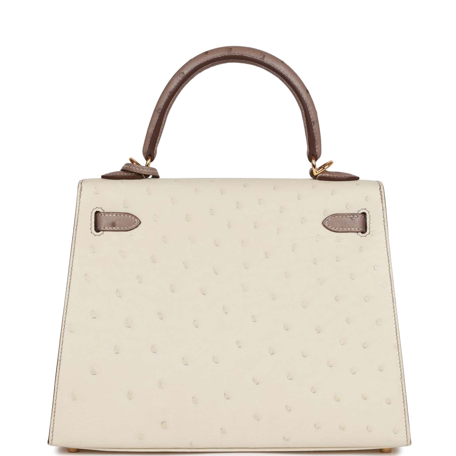 Hermès Special Order (HSS) Kelly Sellier 25 Beton and Gris Asphalte Ostrich Gold Hardware