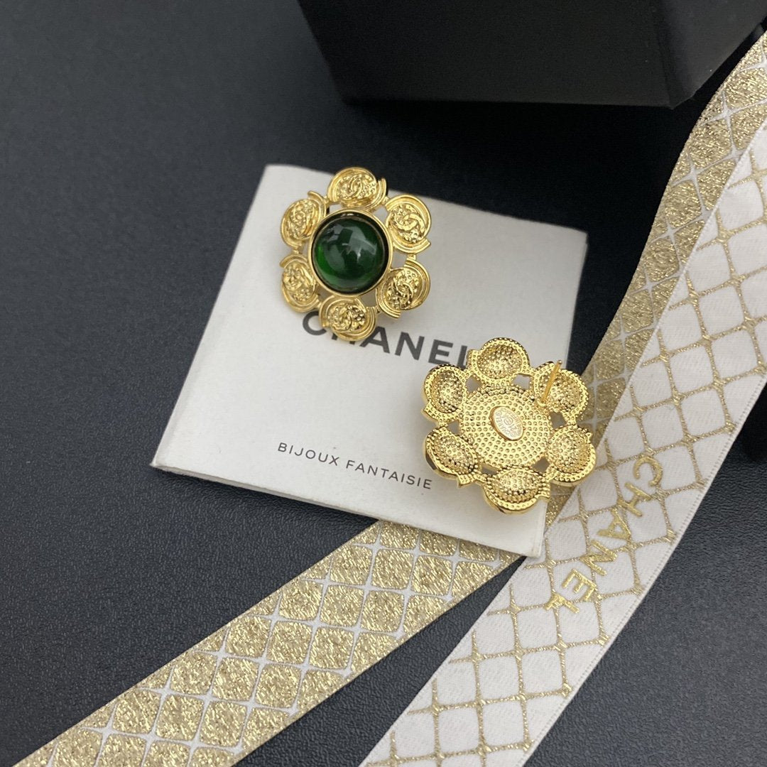 Classic Carved Emerald Earrings