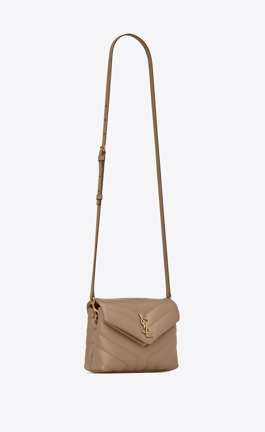 YSL Loulou Toy Bag in Matelasse 'Y' Leather in Greyish Brown