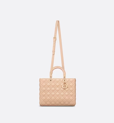 LARGE LADY DIOR BAG Sand Pink Cannage Lambskin