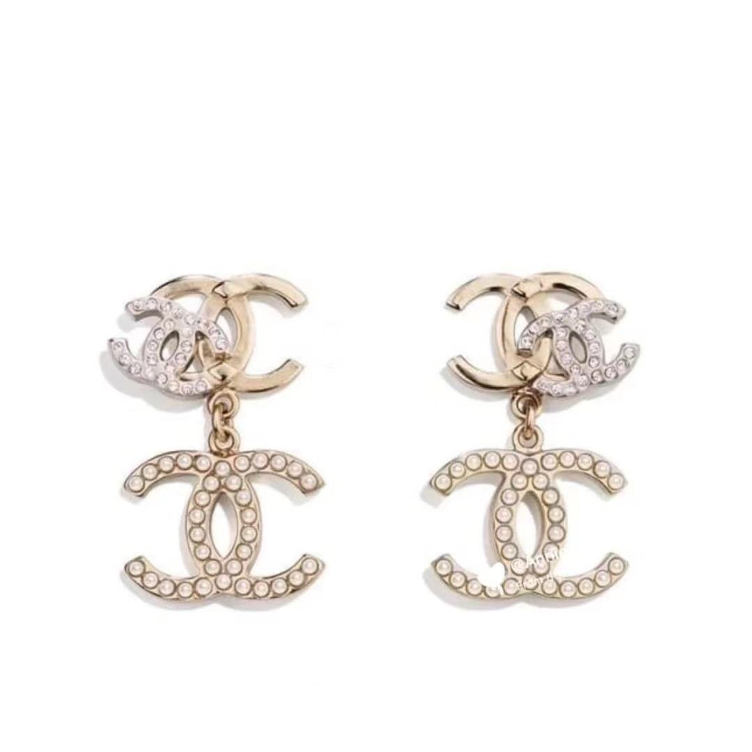 Fashion Double C Crystal Earrings