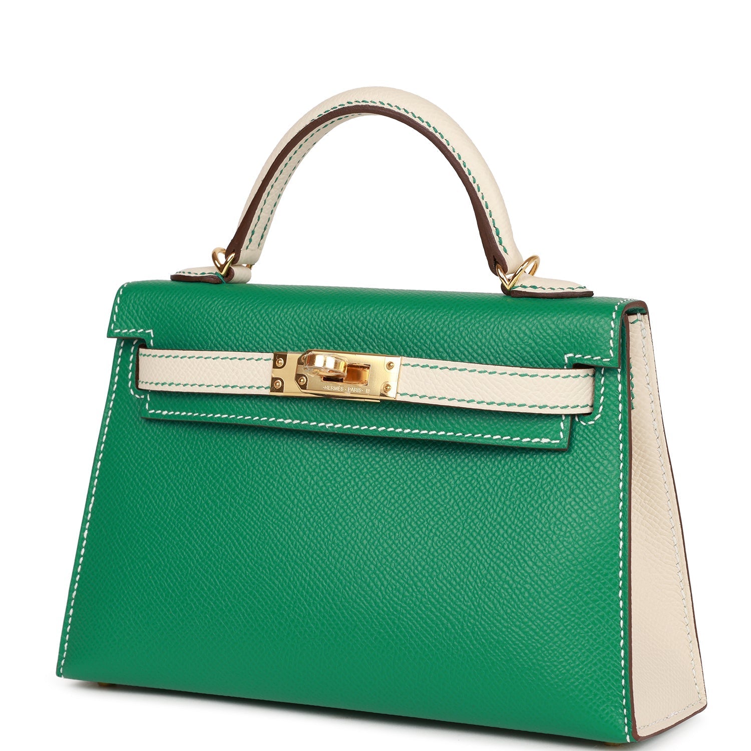 Hermès Special Order (HSS) Kelly Sellier 20 Vert Jade and Craie Epsom Gold Hardware