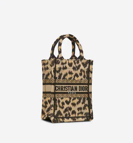 MINI DIOR BOOK TOTE PHONE BAG Beige Multicolor Mizza Embroidery (13 x 18 x 5 cm)