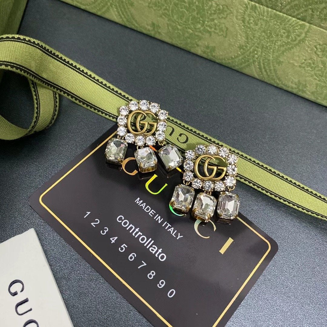 Vintage crystal pendant earrings