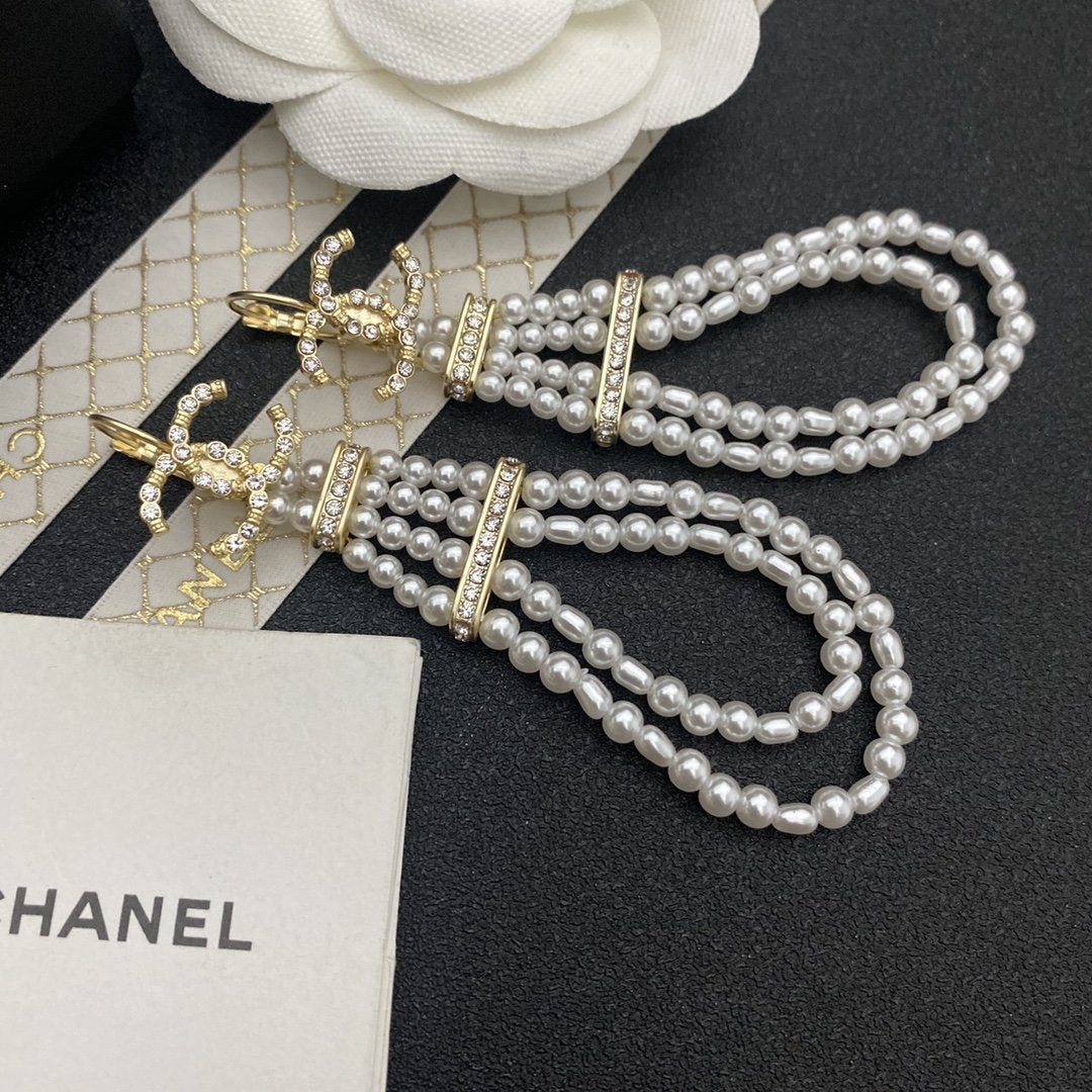 Fashion double-layer pearl earrings