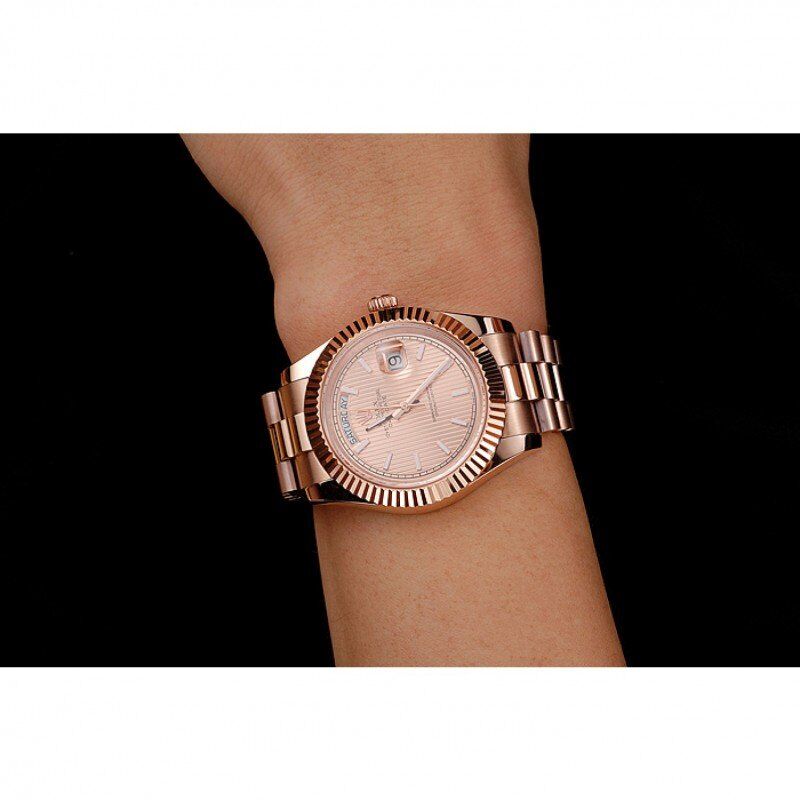 Swiss Rolex Day-Date 40 Rose Gold Etched Dial Rose Gold Case And Bracelet