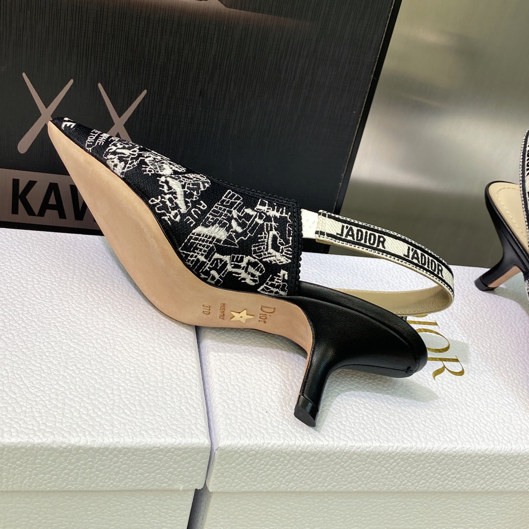 Jacquard Embroidery High Heels