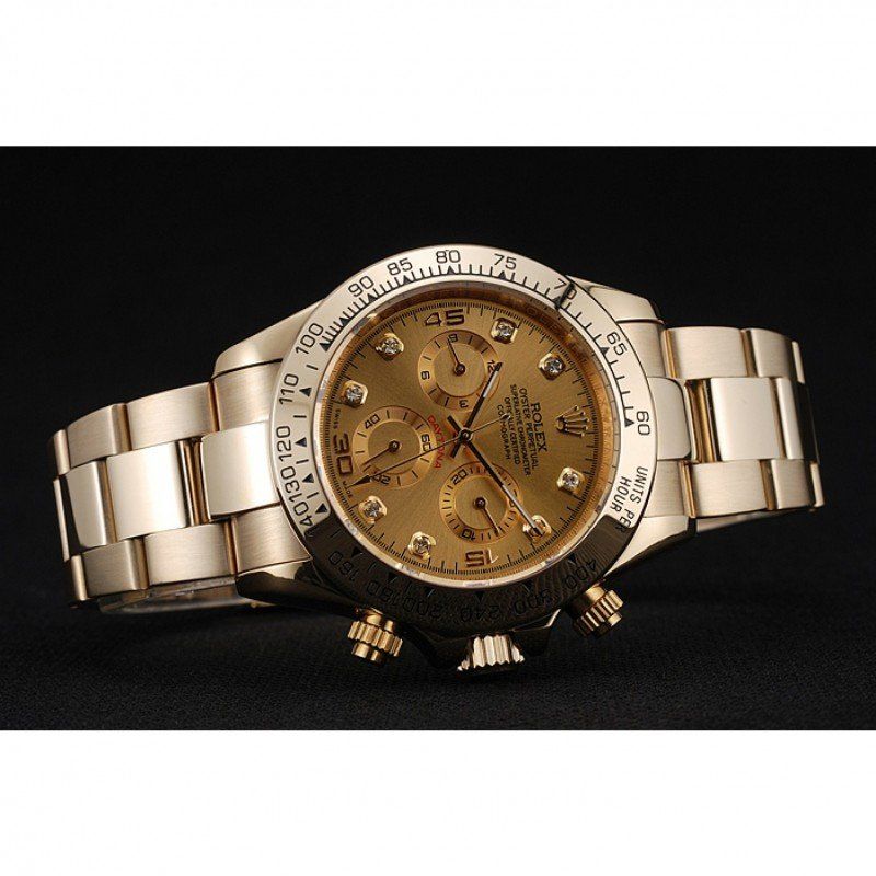 Rolex Cosmograph Daytona Brown Dial Diamond Numerals Gold Case And Bracelet 1454245