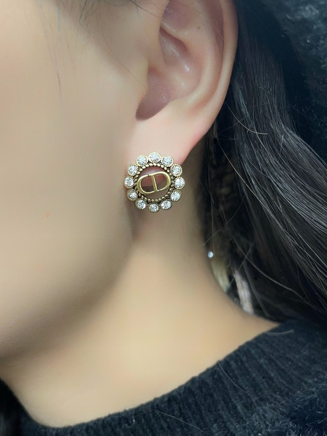 Fashion Letter Crystal Earrings