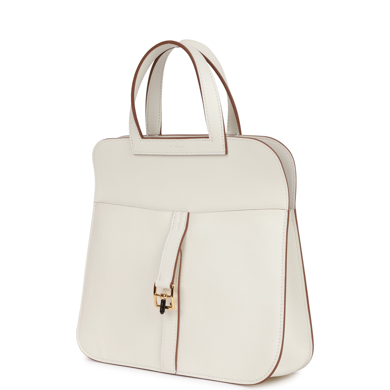Hermès Halzan 25 White Evercolor Gold Hardware