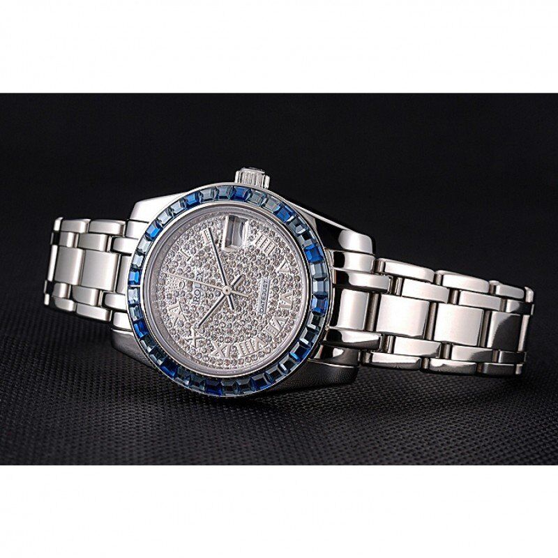 Rolex Datejust Diamond Dial Blue Jewels Bezel Stainless Steel Case And Bracelet 622834