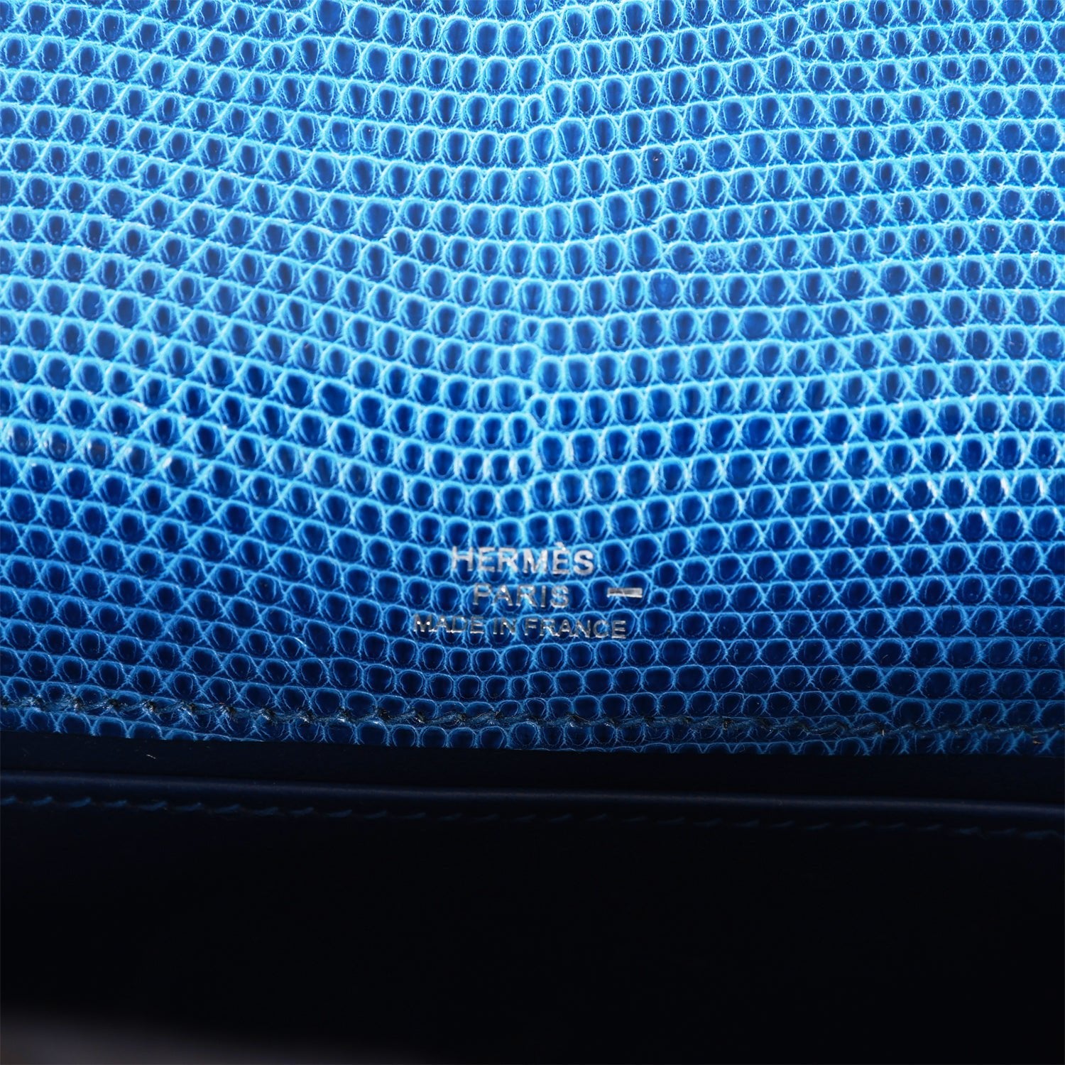 Hermès Kelly Pochette Bleu Saphir Lizard Palladium Hardware