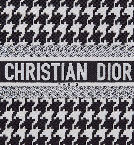 MEDIUM DIOR BOOK TOTE Black Macro Houndstooth Embroidery (36 x 27.5 x 16.5 cm)