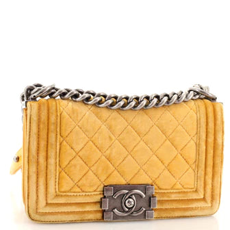 Chanel Boy Flap Bag Quilted Velvet Small