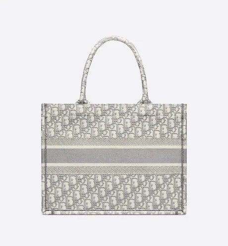 MEDIUM DIOR BOOK TOTE Gray Dior Oblique Embroidery (36 x 27.5 x 16.5 cm)
