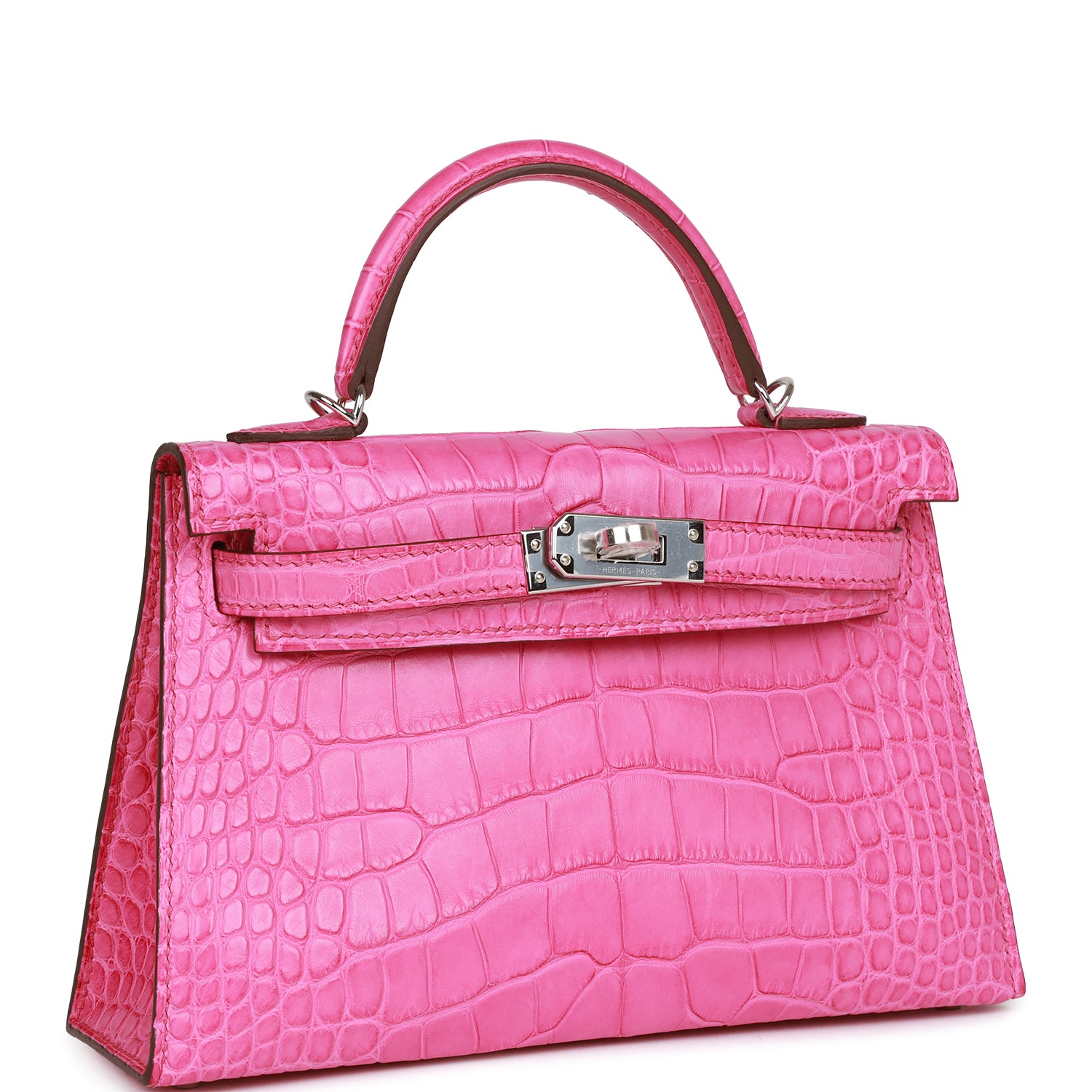 Hermès Kelly Sellier 20 Rose Shocking Matte Alligator Palladium Hardware