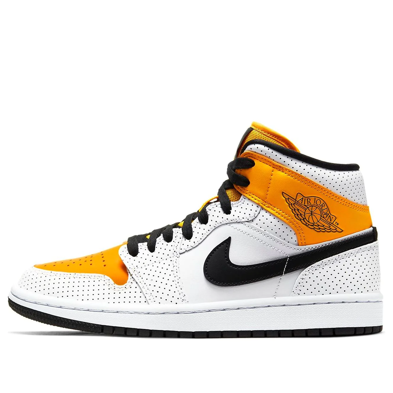 (WMNS) Air Jordan 1 Mid 'Perforated - White University Gold' BQ6472-107