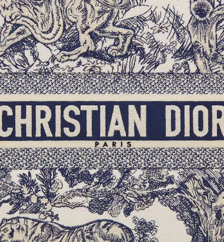 LARGE DIOR BOOK TOTE Blue Toile de Jouy Embroidery (42 x 35 x 18.5 cm)