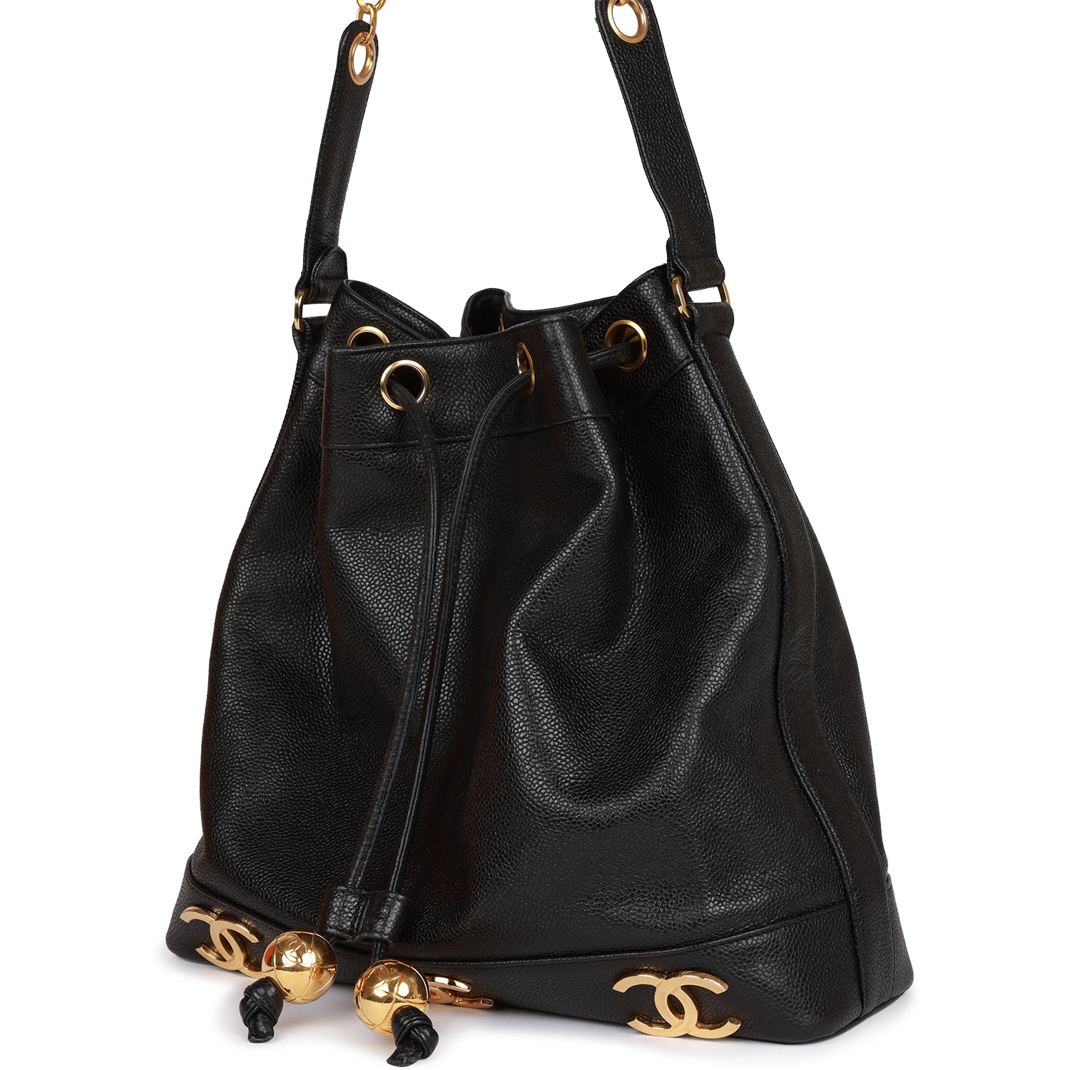 Vintage CC Bucket Bag Black Caviar Gold Hardware