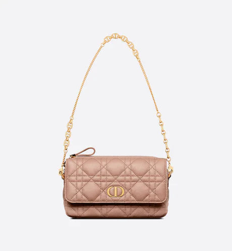 DIOR CARO POUCH Blush Supple Cannage Calfskin
