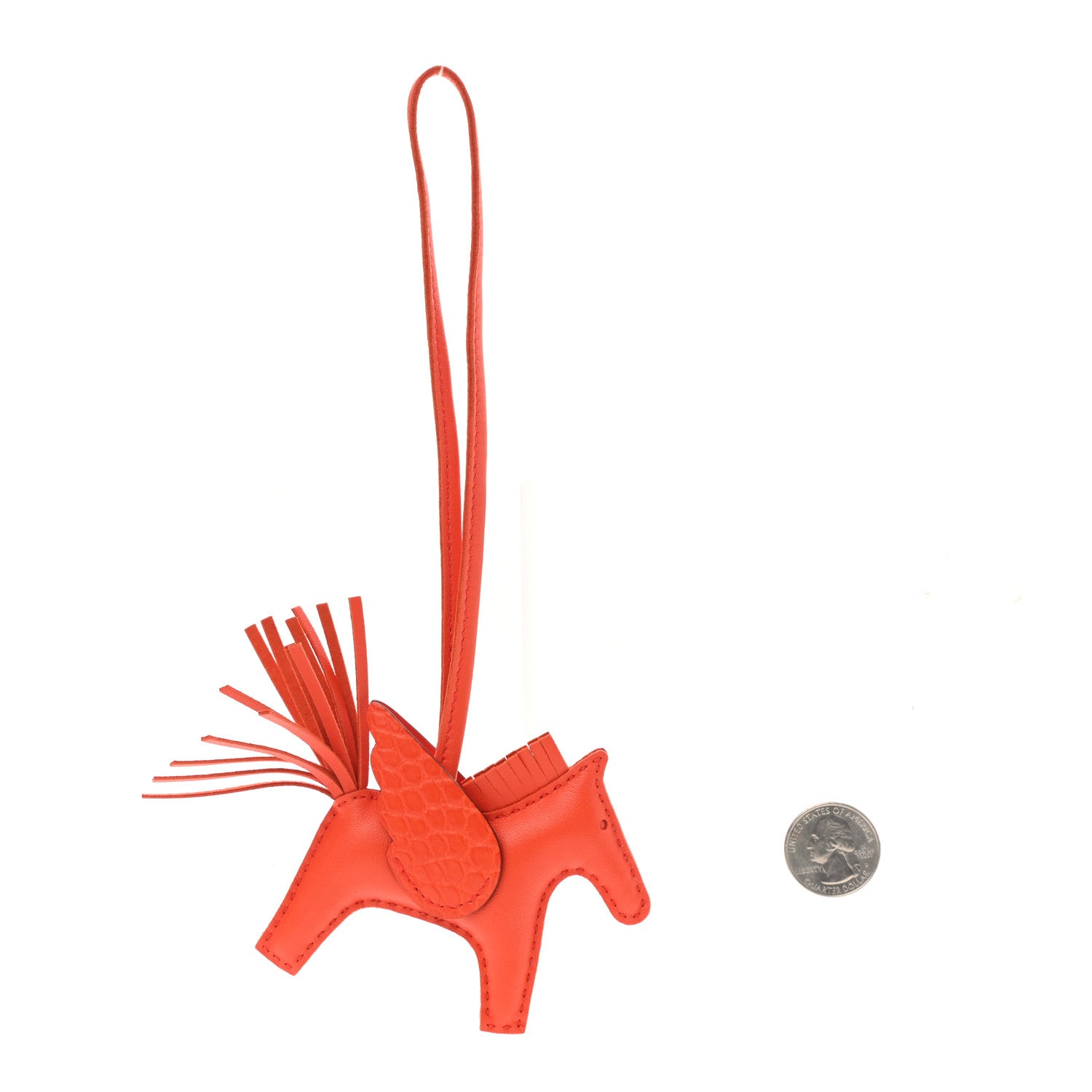 Hermès Milo Lambskin Matte Alligator Touch Grigri Rodeo Pegase Horse Bag Charm PM Orange Poppy Capucine