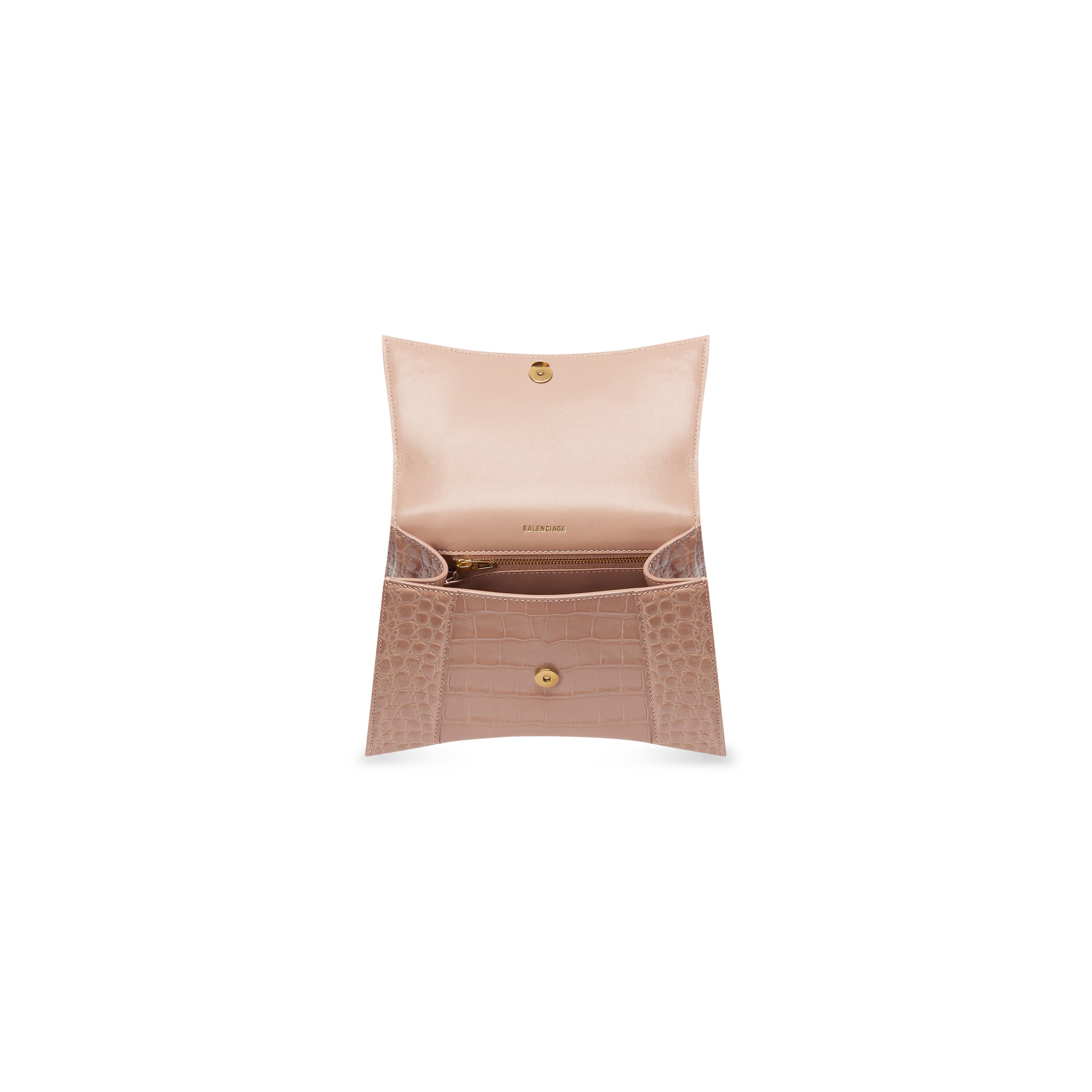 WOMEN'S HOURGLASS SMALL HANDBAG CROCODILE EMBOSSED IN NUDE