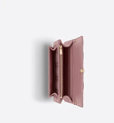 LADY DIOR CHAIN POUCH Peony Pink Cannage Lambskin