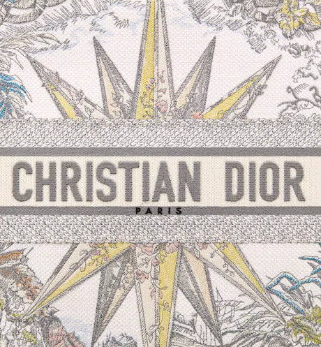LARGE DIOR BOOK TOTE White Multicolor Rêve d'Infini Embroidery (42 x 35 x 18.5 cm)
