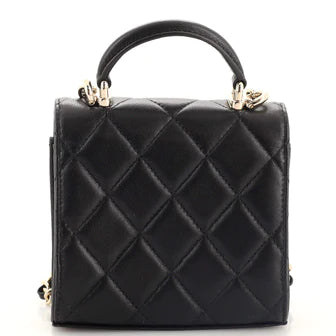 Chanel Square Classic Flap Top Handle Clutch with Chain Quilted Lambskin