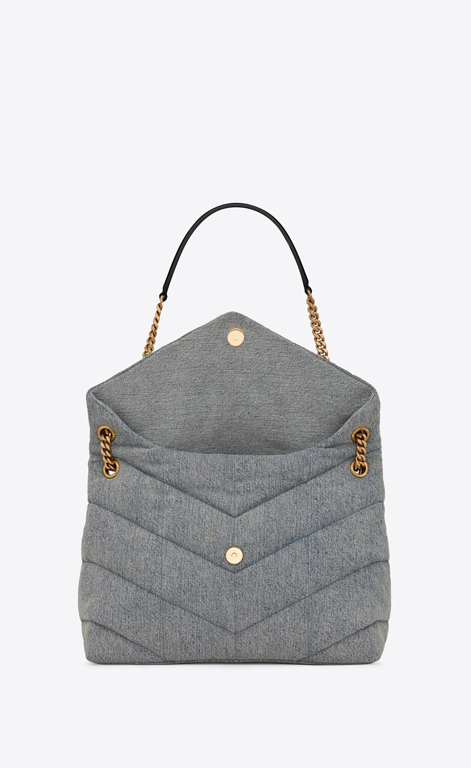 YSL Puffer Medium Chain Bag in Denim and Smooth Leather