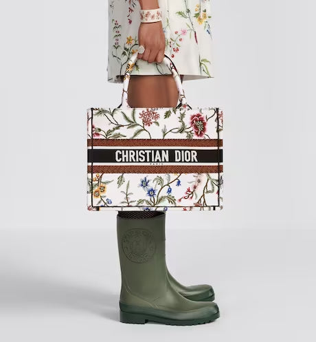 MEDIUM DIOR BOOK TOTE White Multicolor Dior Petites Fleurs Embroidery (36 x 27.5 x 16.5 cm)