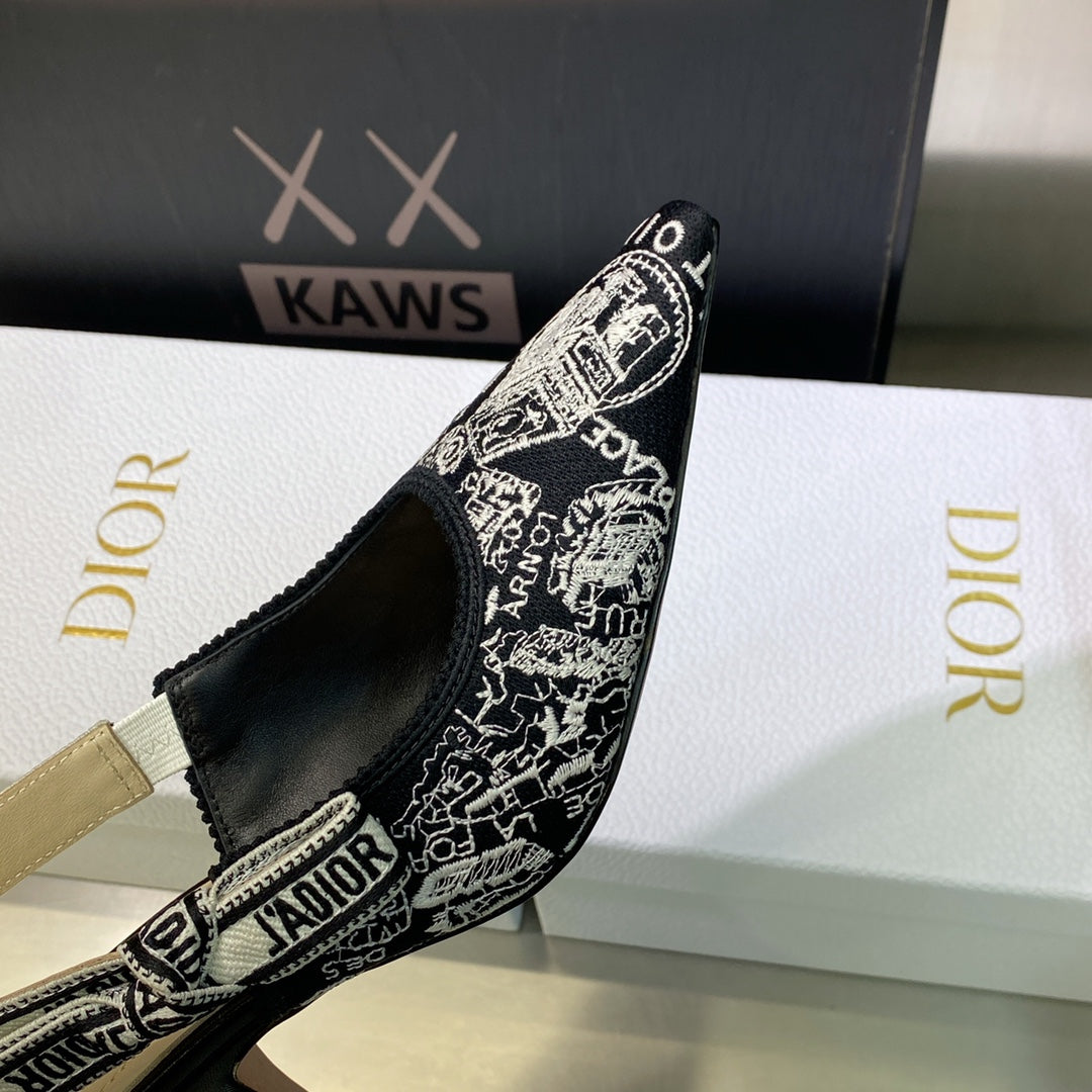 Jacquard Embroidery High Heels