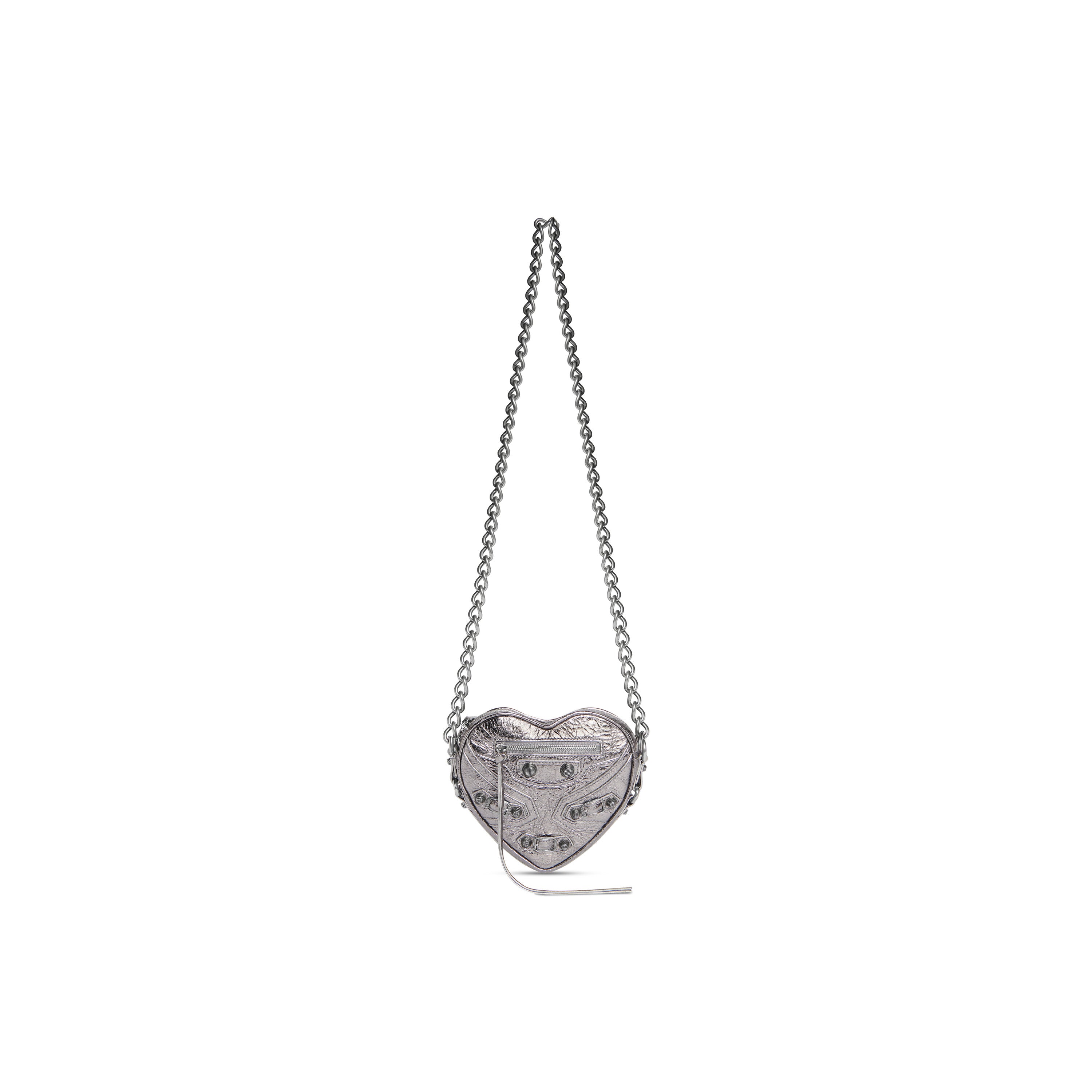 WOMEN'S LE CAGOLE HEART MINI BAG METALLIZED IN SILVER