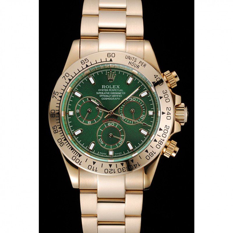 Rolex Cosmograph Daytona Green Dial Rose Gold Case And Bracelet 1454244