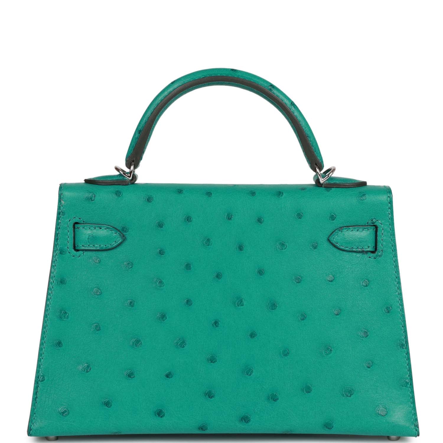 Hermès Kelly Sellier 20 Vert Verone Ostrich Palladium Hardware