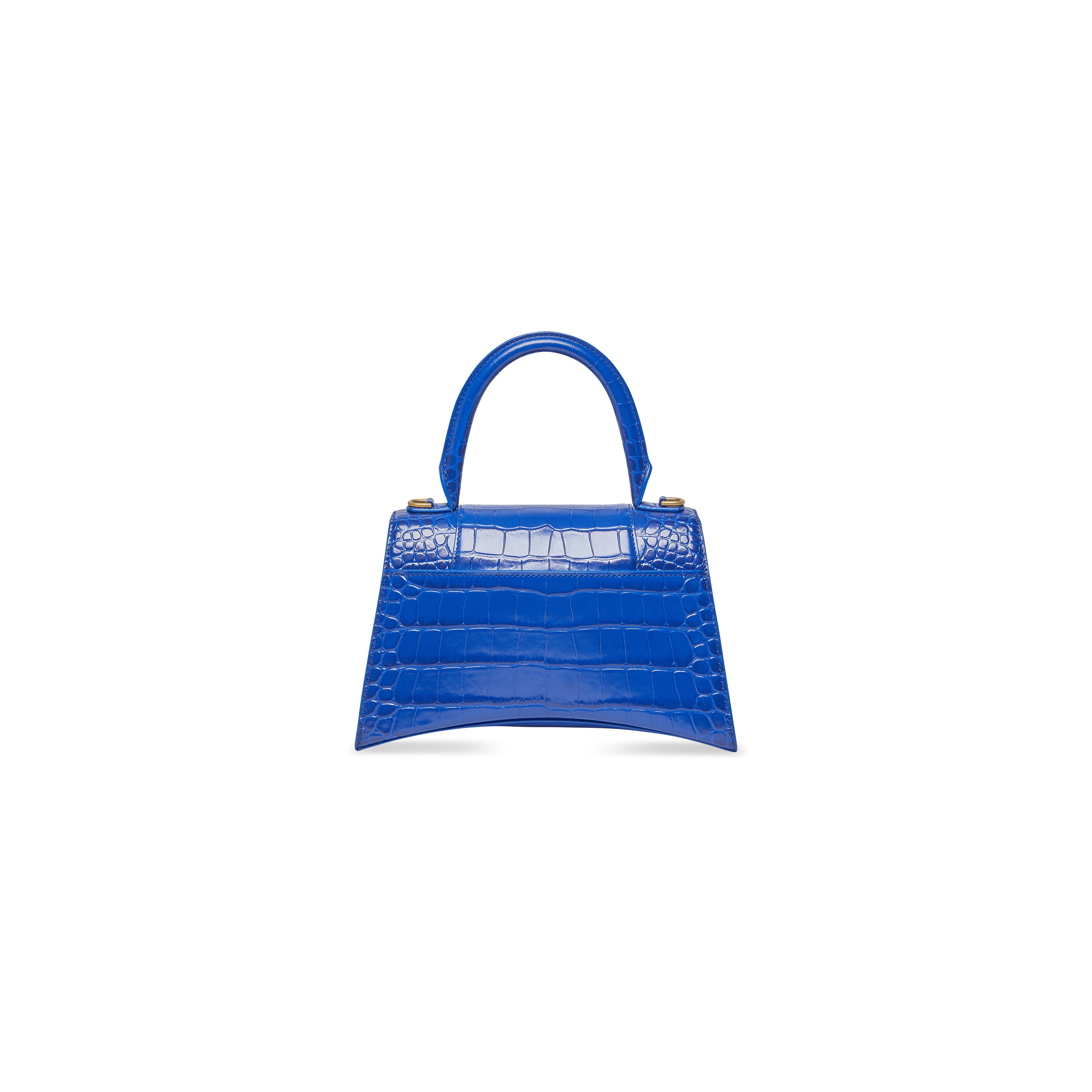 WOMEN'S HOURGLASS SMALL HANDBAG CROCODILE EMBOSSED IN ELECTRIC BLUE