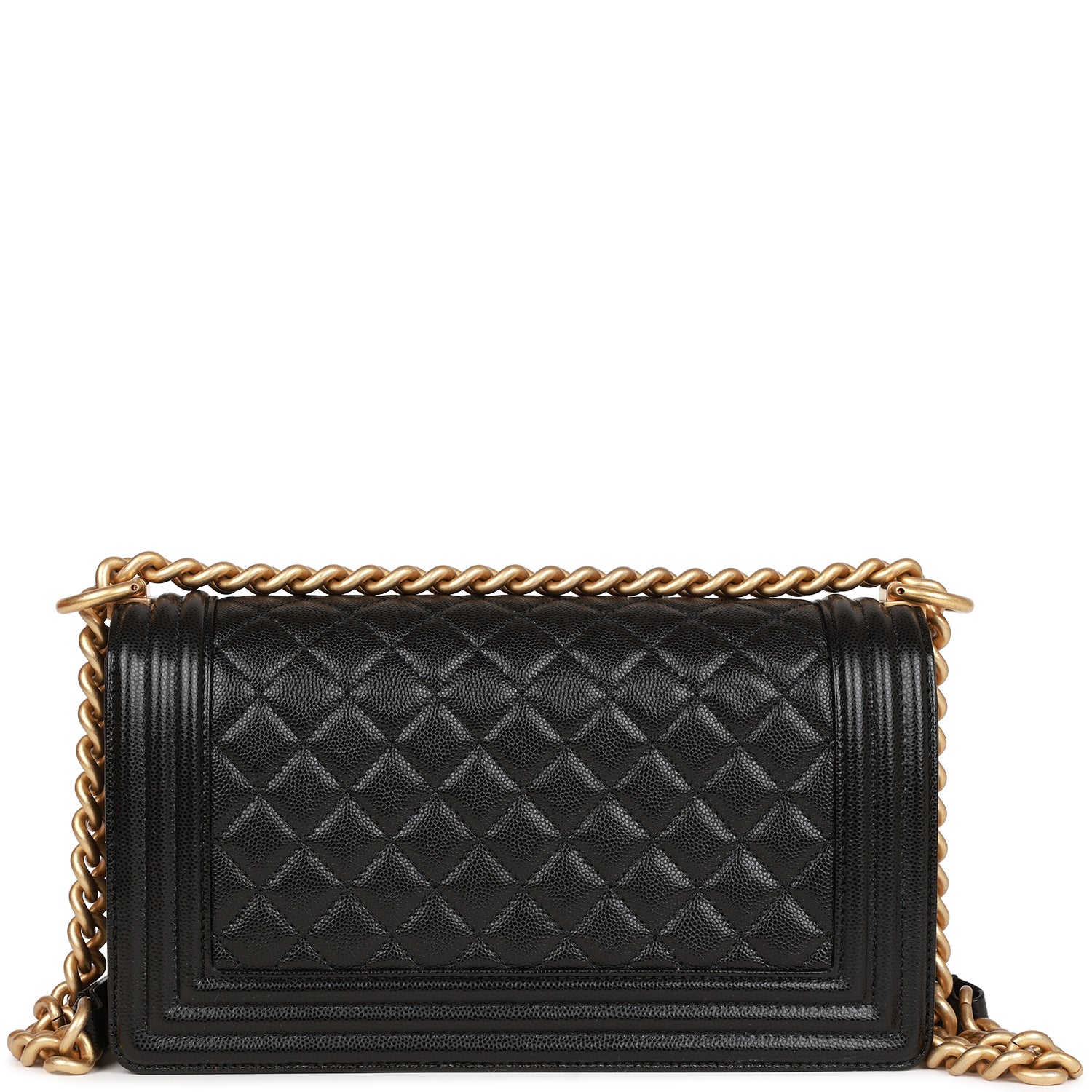 Chanel Medium Boy Bag Black Caviar Antique Gold Hardware