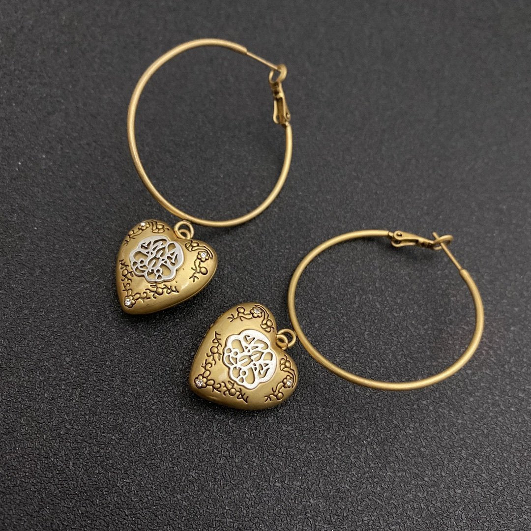 Vintage engraved exquisite pendant earrings