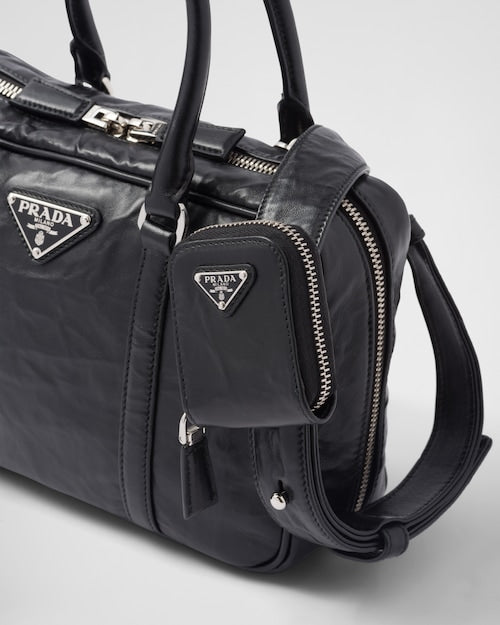 Prada Medium antique nappa leather top handle bag - Black