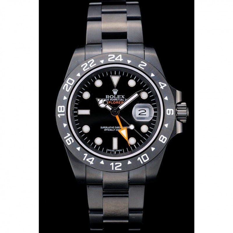 Swiss Rolex Explorer Black Ceramic Bezel Black Dial Watch 98239