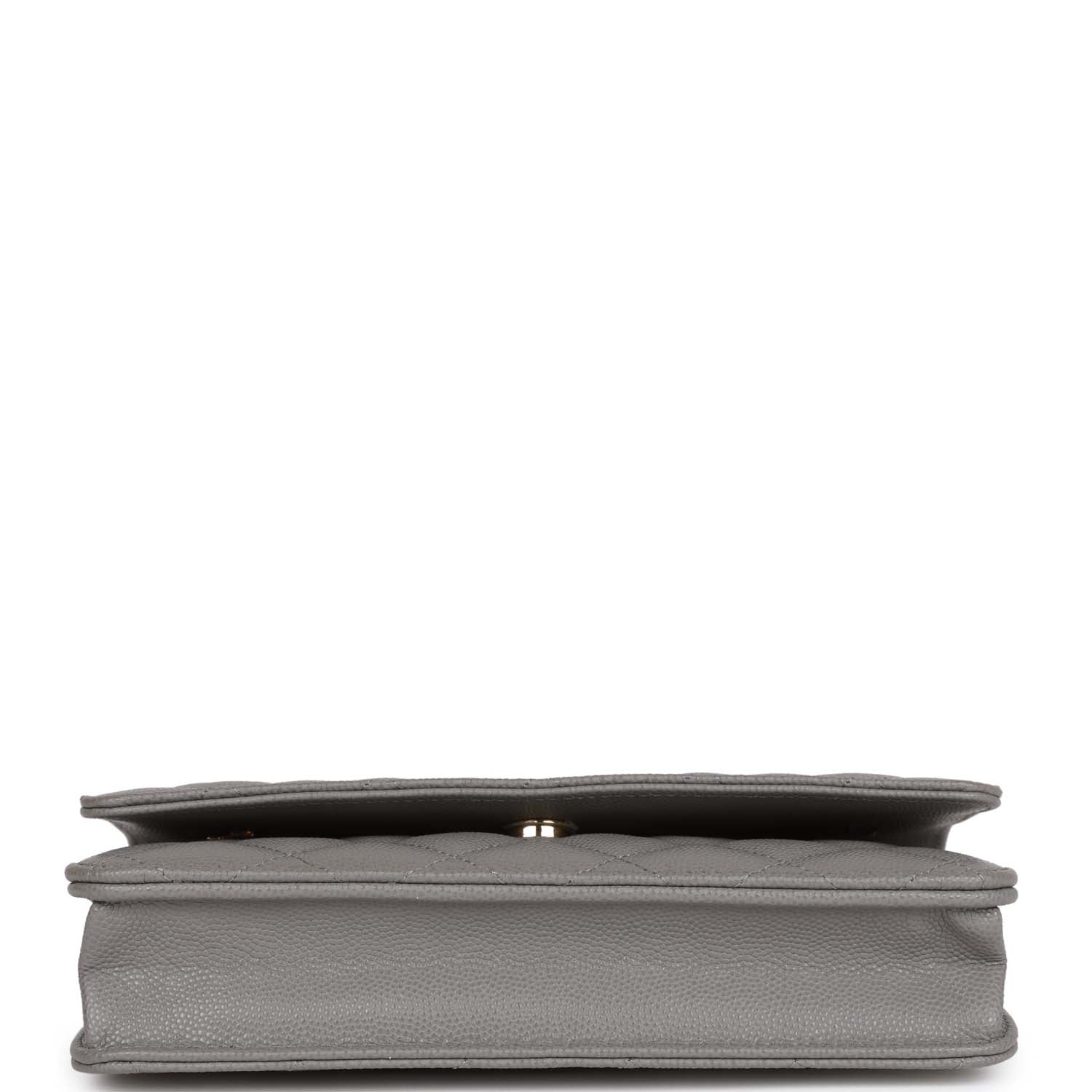 Wallet on Chain WOC Grey Caviar Light Gold Hardware