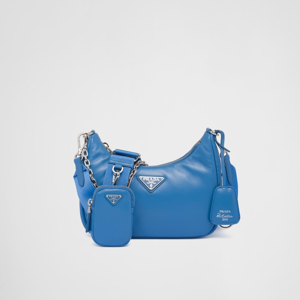 Padded nappa-leather Prada Re-Edition shoulder bag - Light Blue