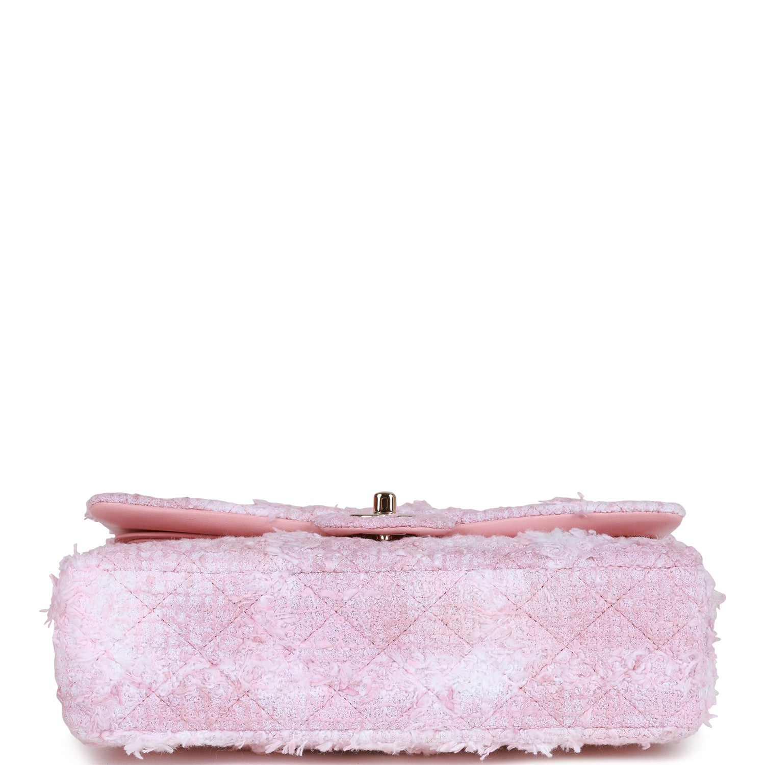 Medium Classic Double Flap Bag Rose Sakura Tweed Light Gold Hardware