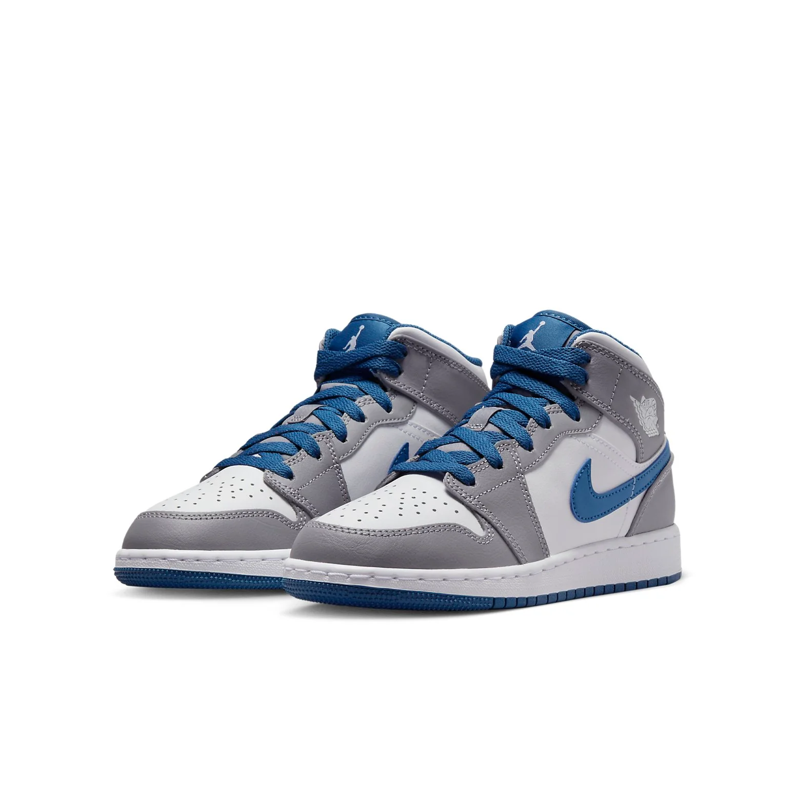 (GS) Air Jordan 1 Mid 'Cement True Blue' DQ8423-014