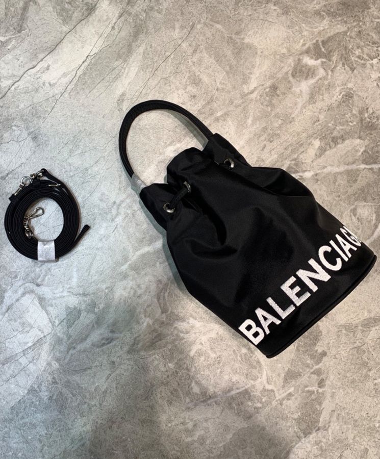 Balenciaga Wheel XS Drawstring Bucket Black