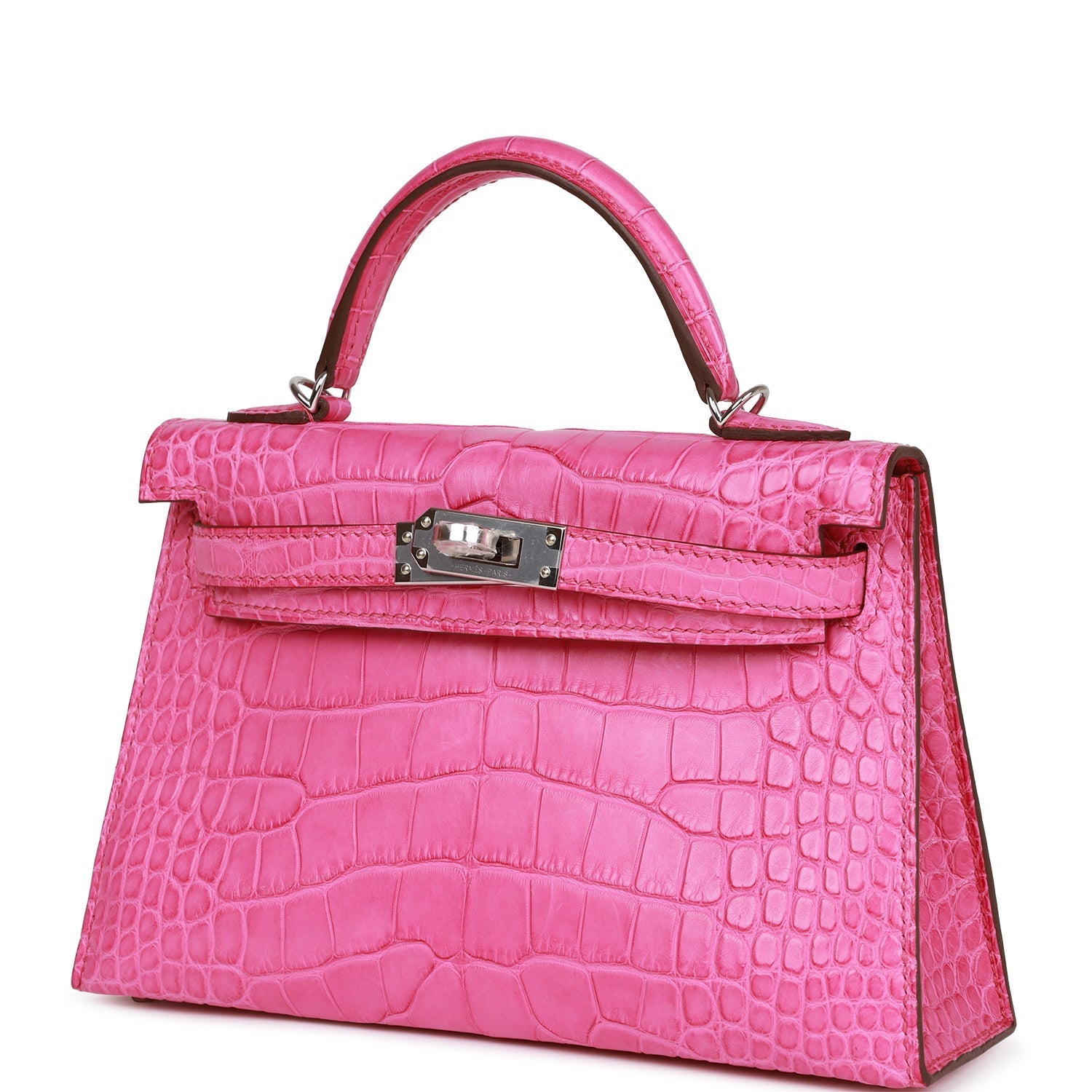 Hermès Kelly Sellier 20 Rose Shocking Matte Alligator Palladium Hardware