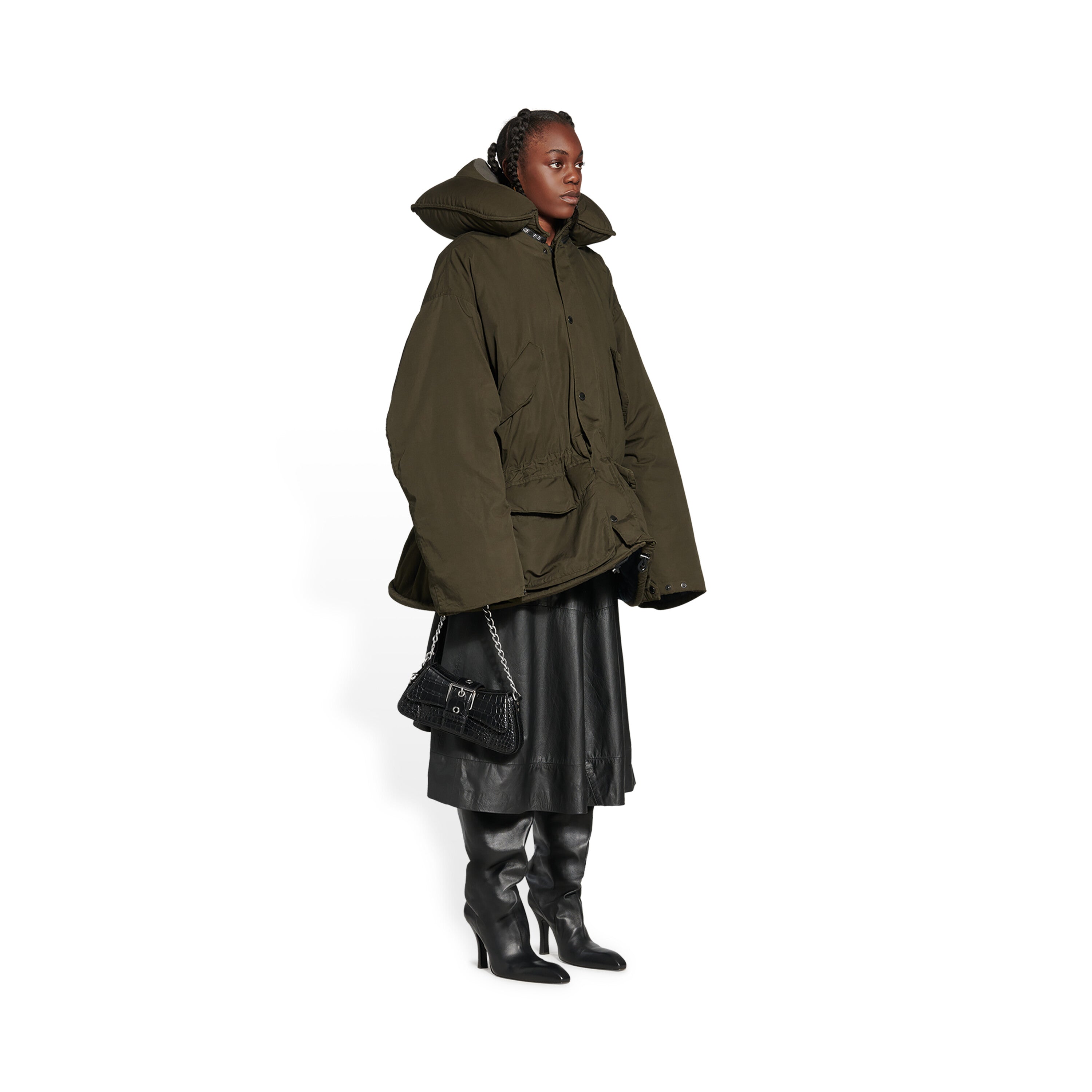 WOMEN'S LINDSAY SMALL SHOULDER BAG WITH STRAP CROCODILE EMBOSSED IN BLACK